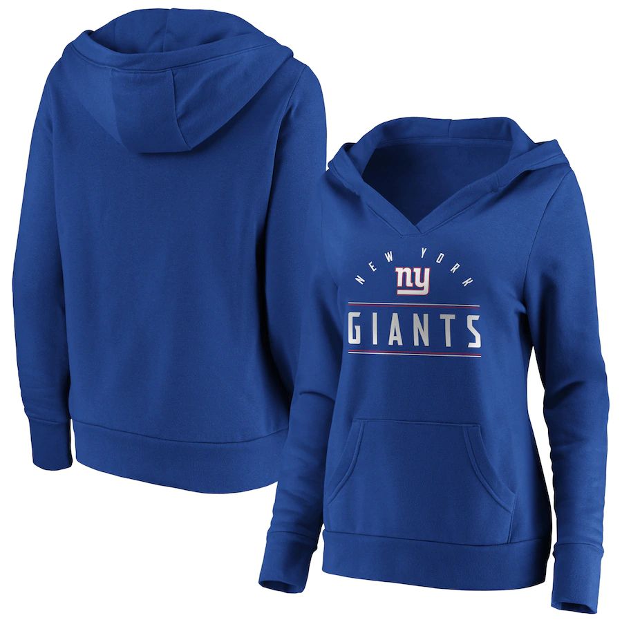 Women New York Giants Fanatics Branded Royal Iconic League Leader V-Neck Pullover Hoodie